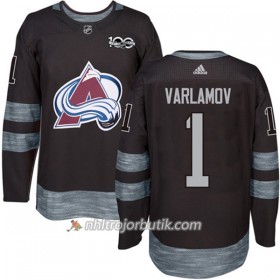 Män Ishockey Colorado Avalanche Tröja Semyon Varlamov 1 1917-2017 100th Anniversary Adidas Svart Authentic